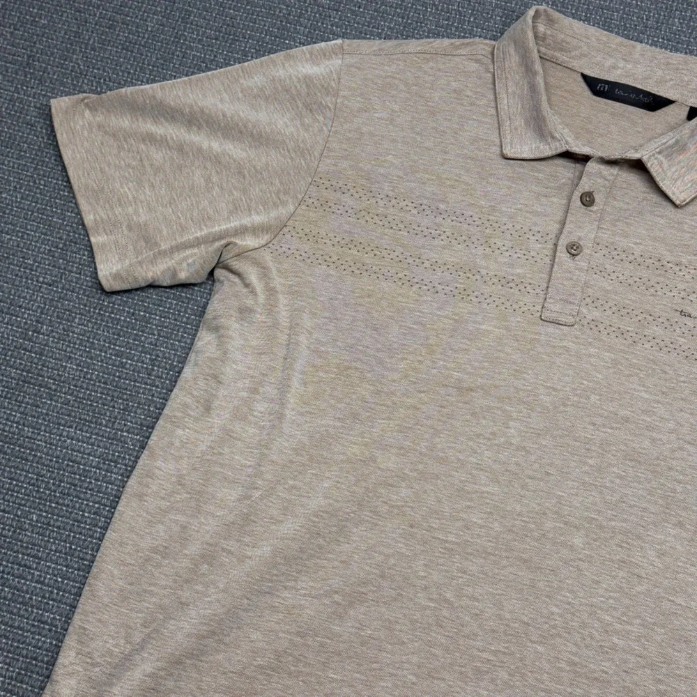 TravisMathew‎ Mens Tan Heathered Pima Cotton Blend Short Sleeve Golf Polo Large
